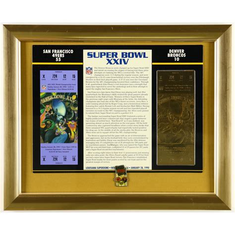 Super Bowl XXIV Commemorative Score Card Custom Framed Display with ...