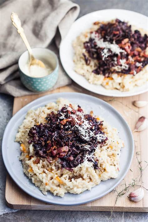 Grilled Radicchio Risotto with Bacon - Vibrant plate