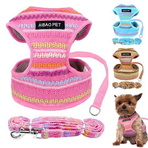 Small Dog Harness Leash Set Cute Chihuahua Harness Nylon Dog Leash Rope Adjustable for Small ...