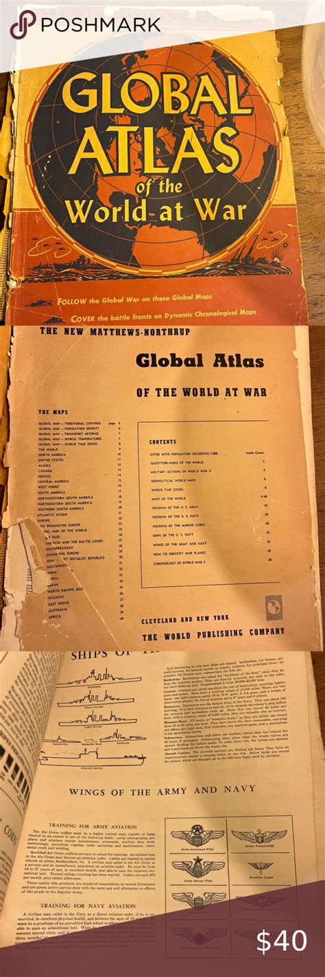 Vintage 1940’s World Atlas WW2 South America Map, America City, World Time Zones, Global Map ...
