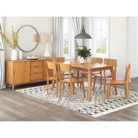 Avondale Teak Wood 8 Piece Modern Dining Room Set