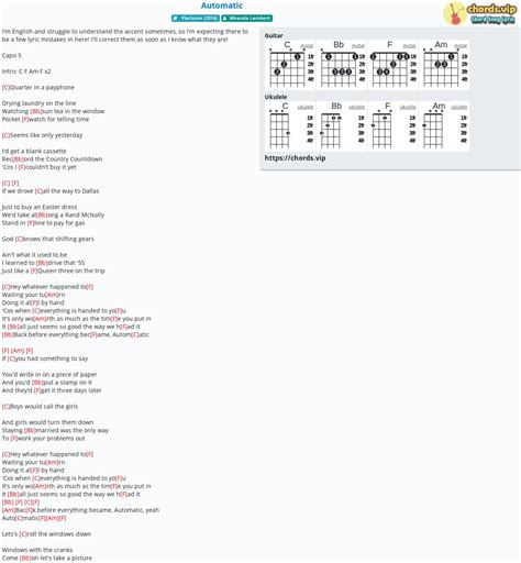 Chord: Automatic - tab, song lyric, sheet, guitar, ukulele | chords.vip