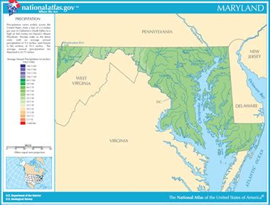 Map of Maryland Lakes, Streams and Rivers