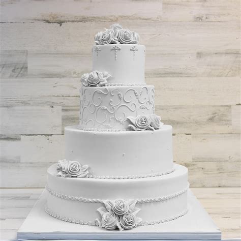 Elegant White/Ivory Wedding Cake - Palermo Custom Cakes