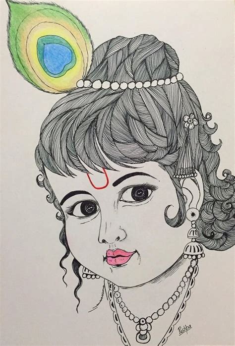 Bal Krishna Drawing by Pushpa Sharma