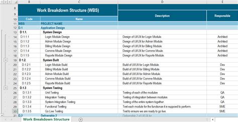 Wbs Template Excel Free Download - Printable Templates