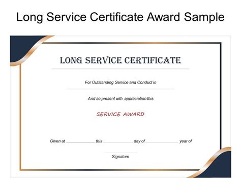 Long Service Certificate Award Sample | Presentation Graphics ...