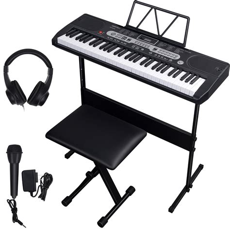 SKONYON 61 Key Digital Electronic Keyboard Piano Set for Beginners, Black - Walmart.com