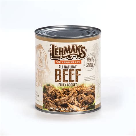 Lehman's All Natural USA Made Ready to Eat Canned Beef Meat, 28 oz Cans ...