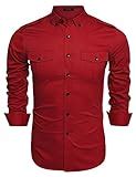 Navy Formal Business Casual Dress Shirts Button Down Fashion Shirt for Men Long Sleeve Regular ...