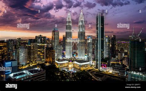 aerial view of the Kuala Lumpur city skyline in Malaysia during sunset Stock Photo - Alamy