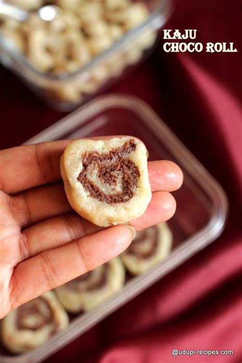 Kaju Choco Roll | Cashew Choco Roll Recipe - Udupi Recipes