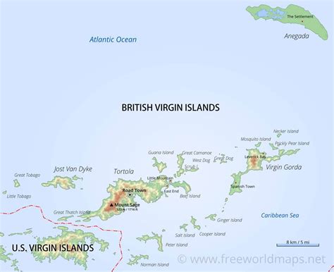 British Virgin Islands Map; Geographical features of British Virgin ...