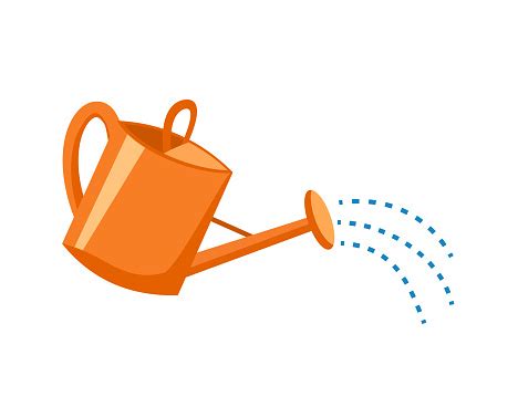 Orange Plastic Watering Can With Water Stock Illustration - Download ...