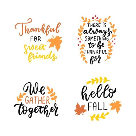 Premium Vector | Happy thanksgiving quotes set thankful autumn ...