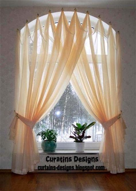 Arched windows curtains on the hooks, Arched windows treatmentes