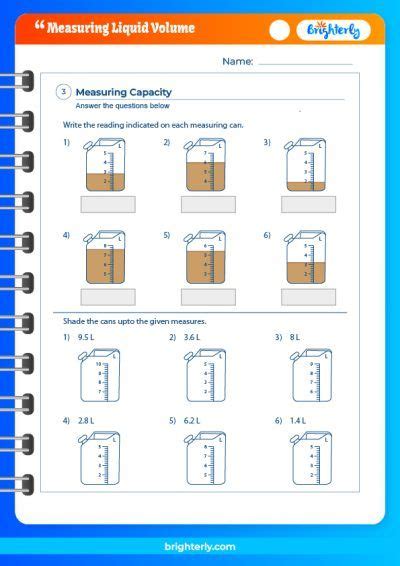 Free Measuring Liquid Volume Worksheets [PDF] Brighterly