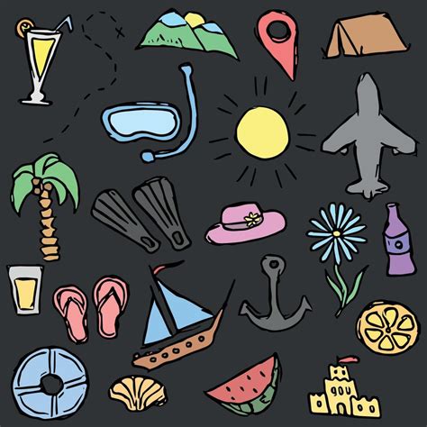 travel background. Travel vacation set of icons, journey and trip ...