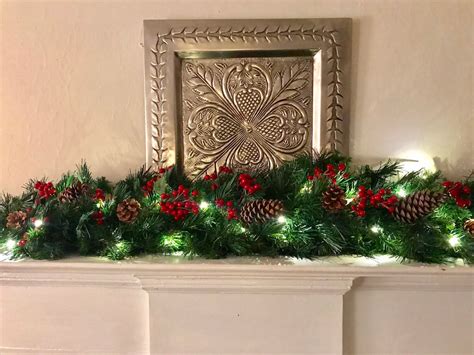 Christmas Garland Christmas Mantle Garland Red Berries Pine | Etsy