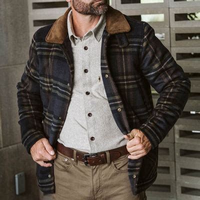 Ellis Wool Jacket | Navy Plaid and Corduroy