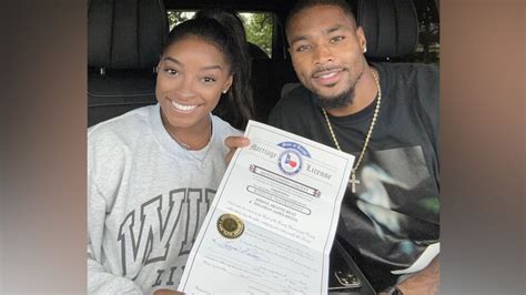 Simone Biles and her fiance Jonathan Owens show off marriage license ...