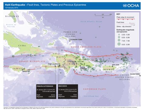 Haiti Earthquake - Fault lines, Tectonic Plates and Previous Epicentres ...