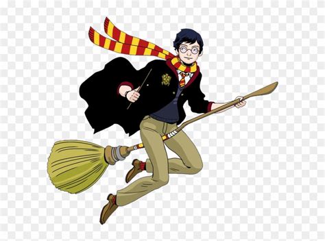 Harry Potter On Broom Png - Cartoon, Transparent Png - 620x559(#2956937) - PngFind