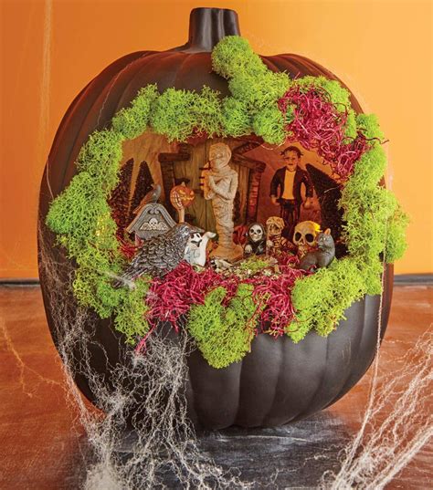 Black Pumpkin Fairy Garden | Halloween fairy, Pumpkin garden, Pumpkin ...