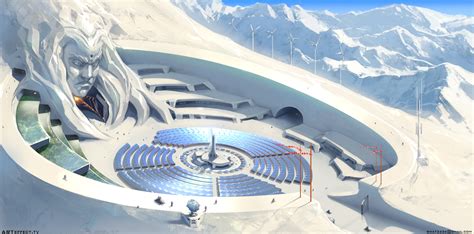 Wallpaper : digital art, snow, mountains, illustration, landscape, science fiction, concept art ...