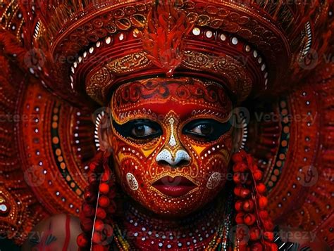 Theyyam Face Traditional makeup, Art From Kerala, India. Wallpapers ...