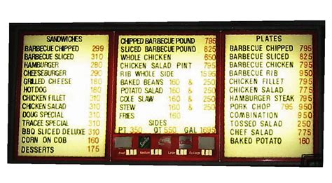 Menu at Scott's Bar-B-Q, Cochran