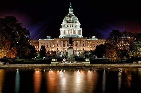 Us Capitol Building And Reflecting Pool At Fall Night 3 Photograph by ...