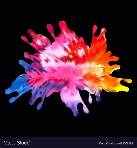 Colored paint splashes on black background Vector Image