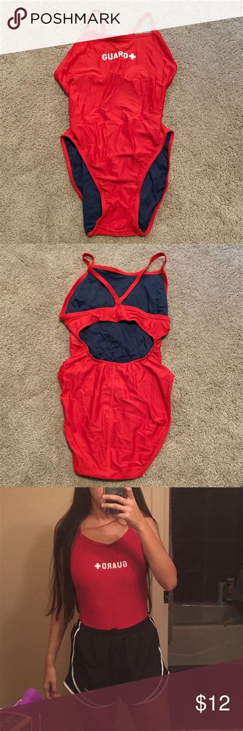 Red one piece swimsuit lifeguard