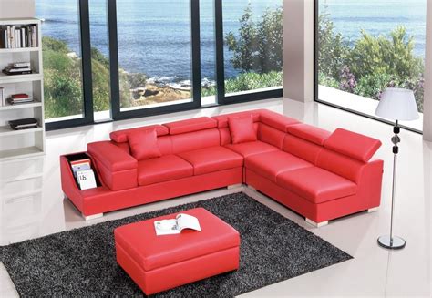 Red Color Sectional Sofa Upholstered in High Quality Leather Austin Texas IGVT306