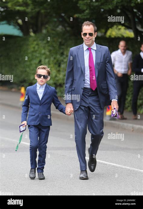 Greg Rusedski and his son arriving at Wimbledon Featuring: Greg ...