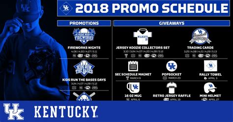 Kentucky Baseball 2018 Promotions Schedule – UK Athletics