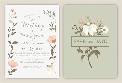 wedding invitation card with colourful floral and leaves. 676480 Vector ...