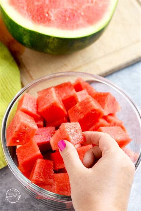 How to Cut Watermelon (cubes, spears) - A Pinch of Healthy