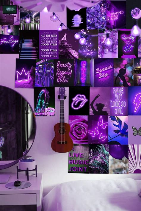 Purple Wall Collage Kit Aesthetic Pictures, Bedroom Decor for Teen Girls, Wall Collage Kit ...