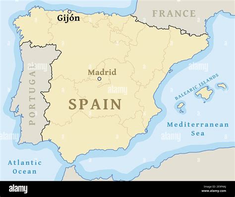 Gijon map location. Find city on map of Spain - vector illustration Stock Vector Image & Art - Alamy