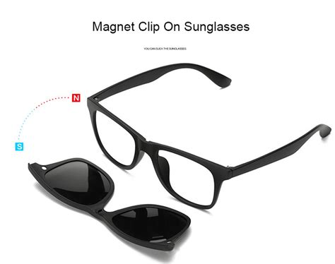 5 in 1 TR-90 Polarized Magnetic Glasses Clip on Magnetic Lens ...