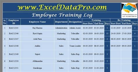 Tracking Employee Training Spreadsheet ~ MS Excel Templates