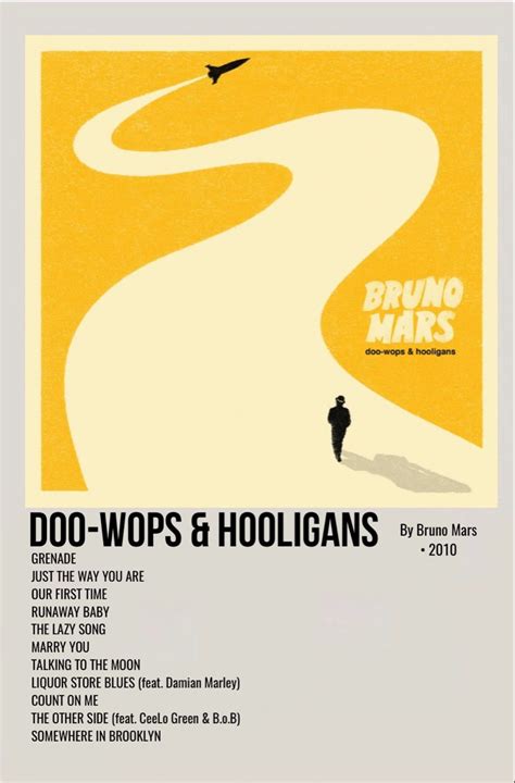 minimal polaroid album cover poster for doo-wops & hooligans by bruno mars Album Cover Wall ...