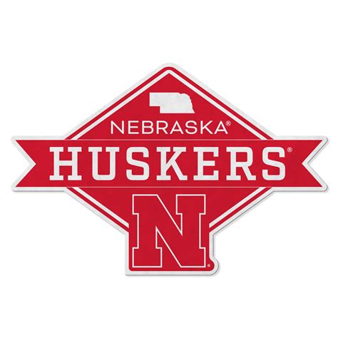 Nebraska University Shape Cut Logo With Header Card - Diamond Design