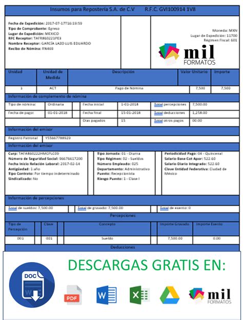 Recibo de Nómina Ejemplos, Formatos Word, Excel