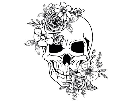 Skull Svg Floral Skull Svg Flower Skull Svg Flower Skull | Etsy