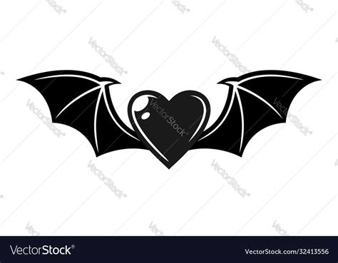 Heart with bat wings tattoo style object Vector Image