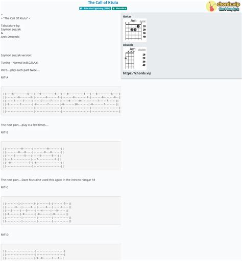 Chord: The Call of Ktulu - tab, song lyric, sheet, guitar, ukulele ...