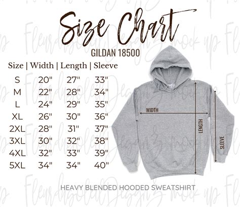 Gildan Hoodie Size Chart Gildan 18500 Size Chart Gildan - Etsy Canada